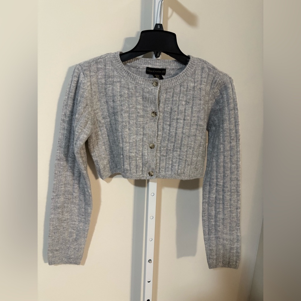 House of Harlow 1960 Gray Cropped Cardigan